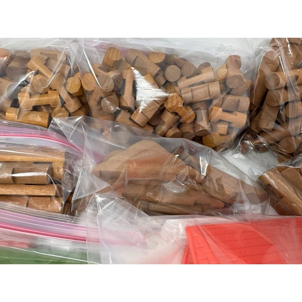 Vintage Lincoln Logs Wooden Building Pieces Lot ~290 Pieces Sorted Clean (C)